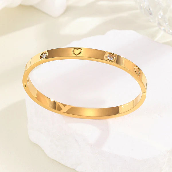 Crystal Heart Bangle Bracelet