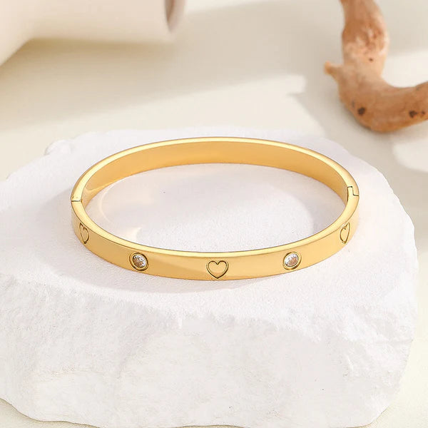 Crystal Heart Bangle Bracelet