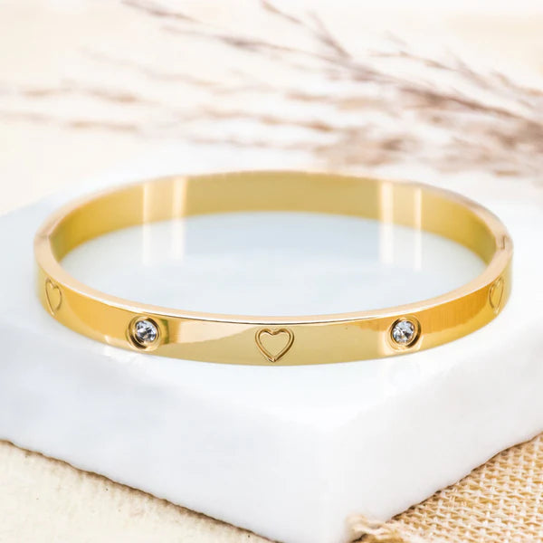 Crystal Heart Bangle Bracelet