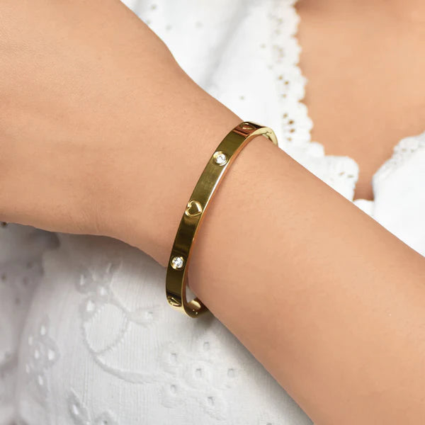 Crystal Heart Bangle Bracelet