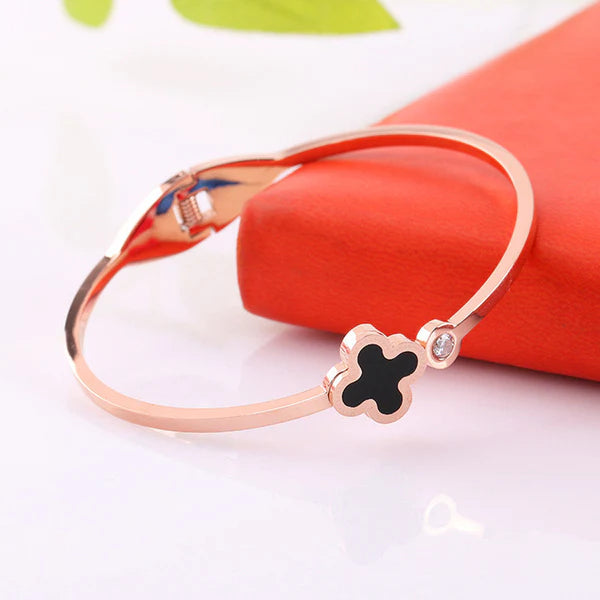 Midnight Clover Charm Bracelet