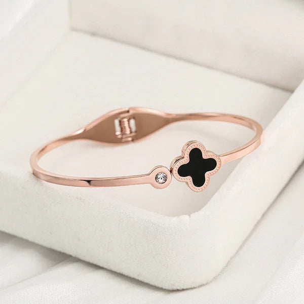 Midnight Clover Charm Bracelet