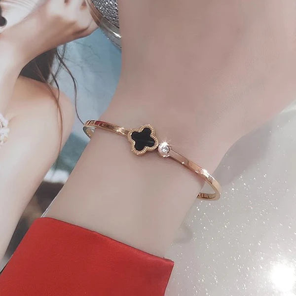 Midnight Clover Charm Bracelet