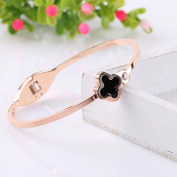 Midnight Clover Charm Bracelet