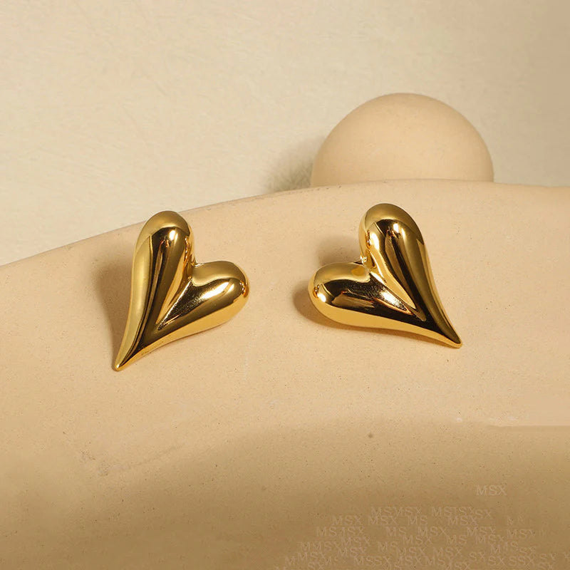 Love Heart Gold Earrings