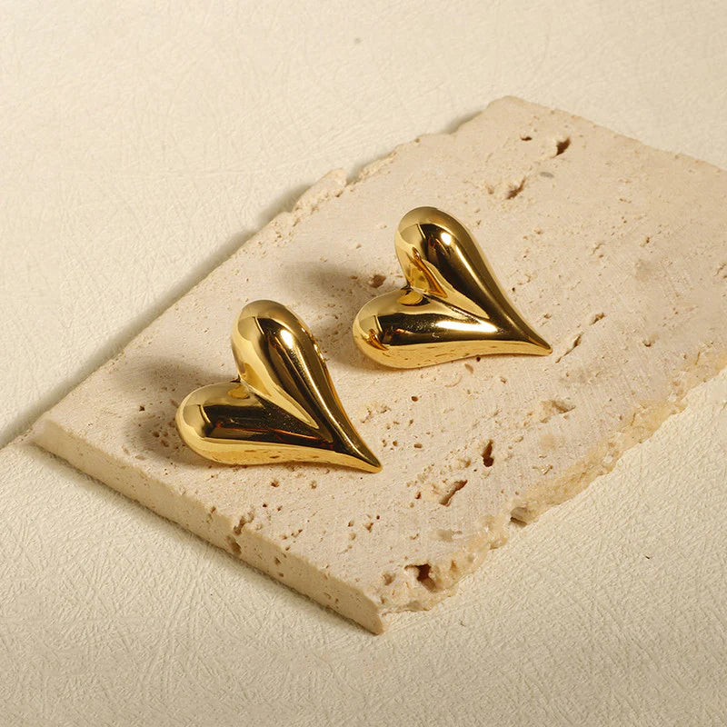Love Heart Gold Earrings