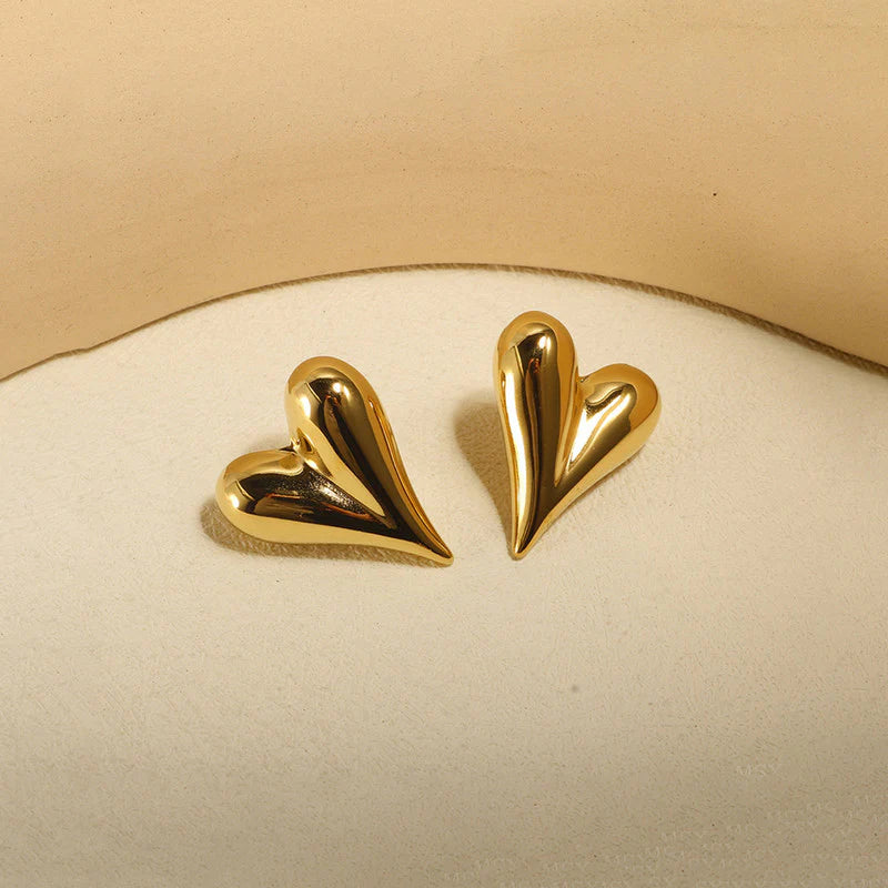 Love Heart Gold Earrings