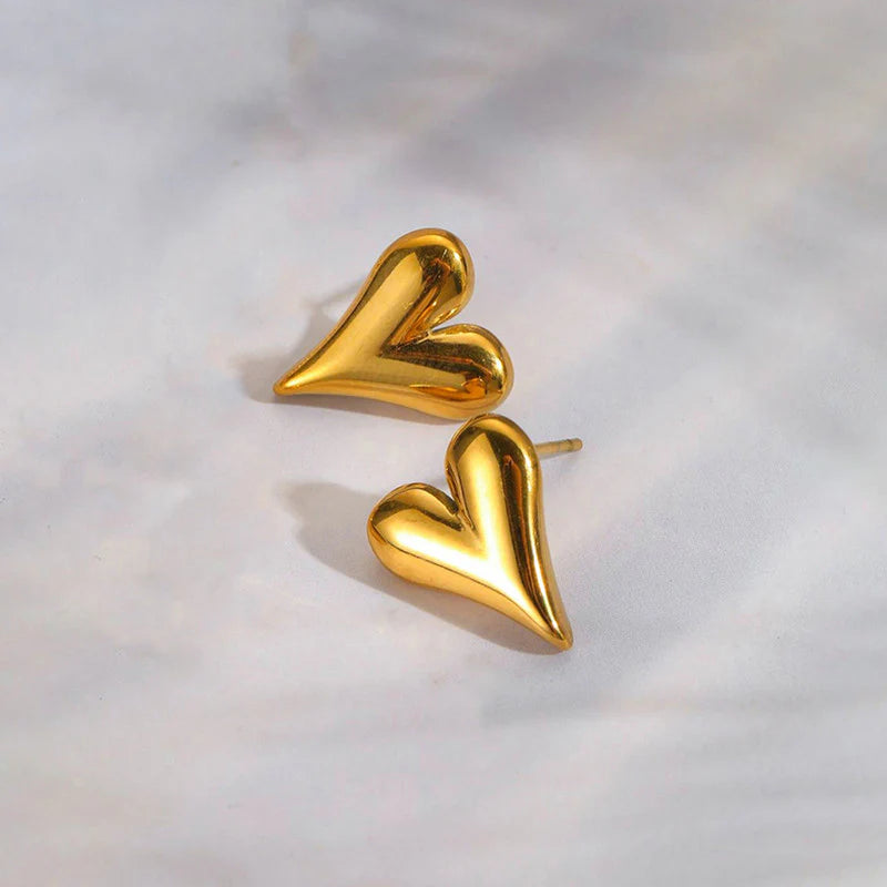 Love Heart Gold Earrings