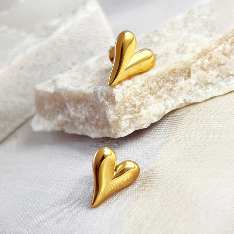 Love Heart Gold Earrings