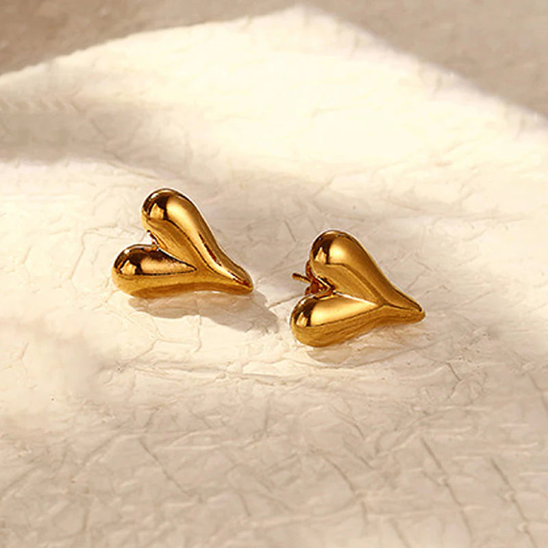Love Heart Gold Earrings