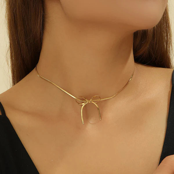 Delicate Gold Bow Necklace