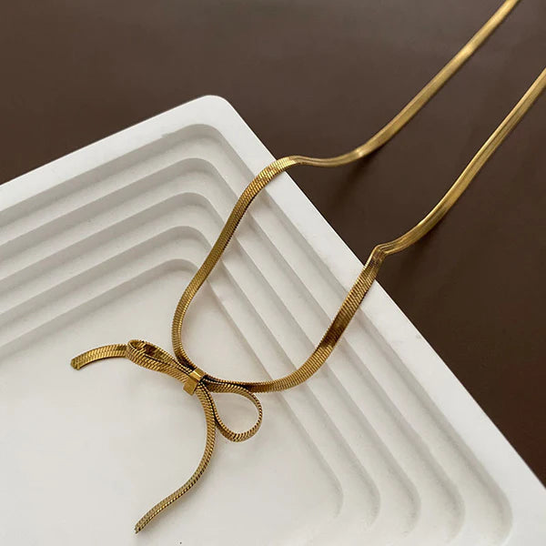 Delicate Gold Bow Necklace