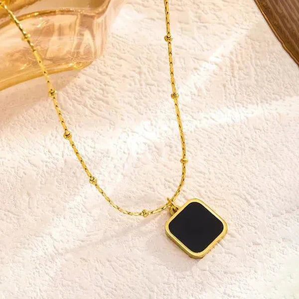 Versatile Black Square Necklace