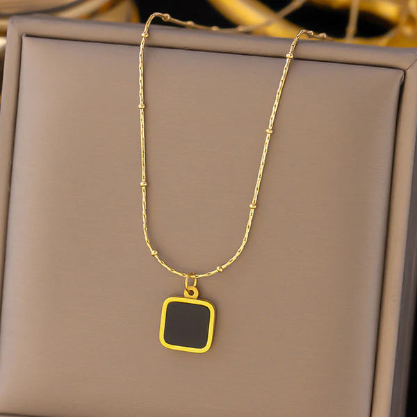 Versatile Black Square Necklace