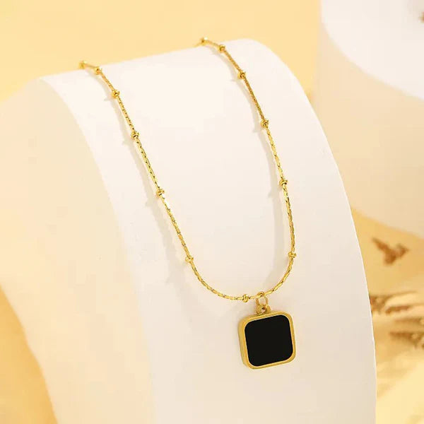 Versatile Black Square Necklace