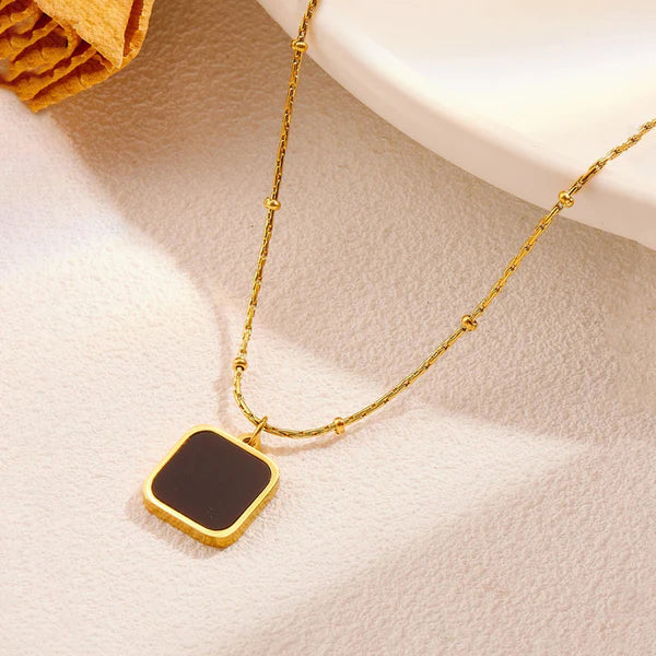 Versatile Black Square Necklace