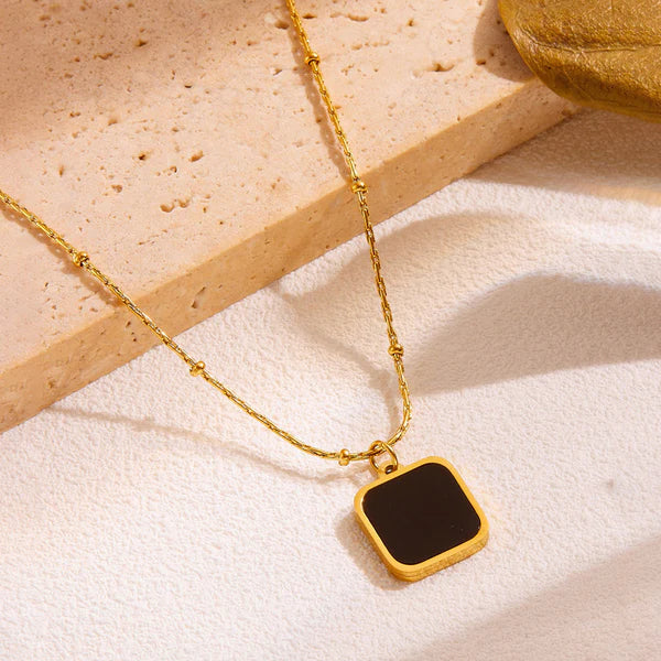 Versatile Black Square Necklace