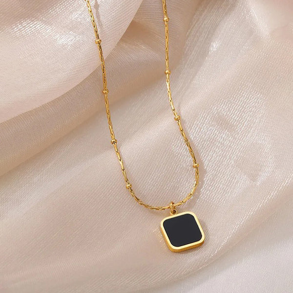 Versatile Black Square Necklace