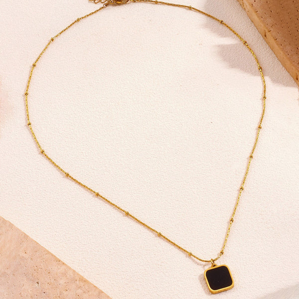 Versatile Black Square Necklace