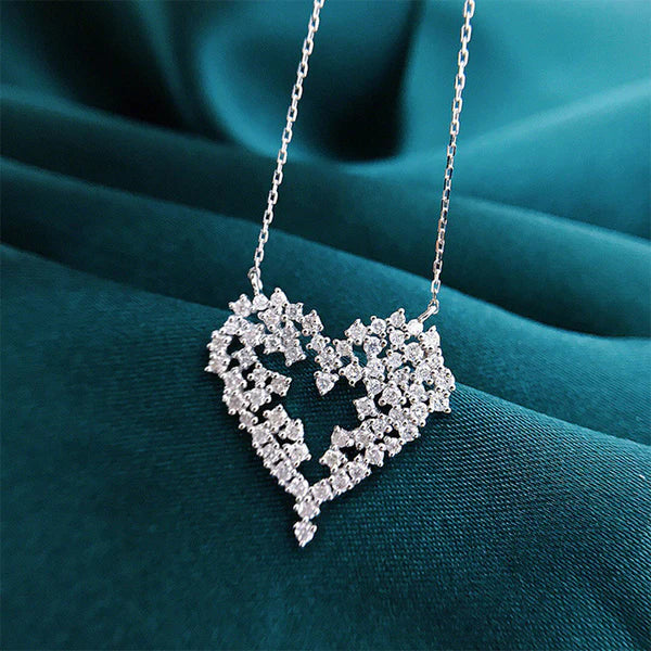 Crystal Pave Heart Charm Necklace
