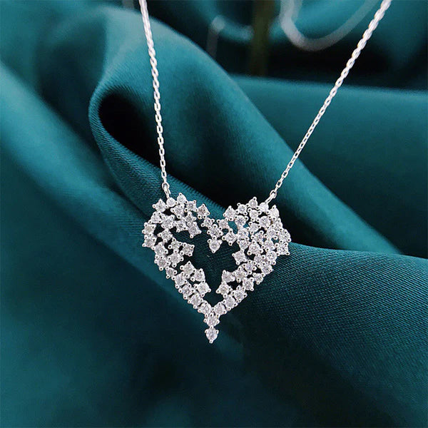 Crystal Pave Heart Charm Necklace