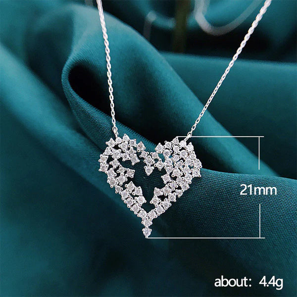 Crystal Pave Heart Charm Necklace