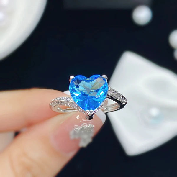 Heart Cut Blue Stone Ring