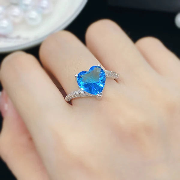 Heart Cut Blue Stone Ring