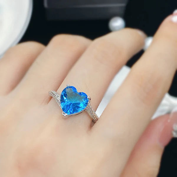 Heart Cut Blue Stone Ring