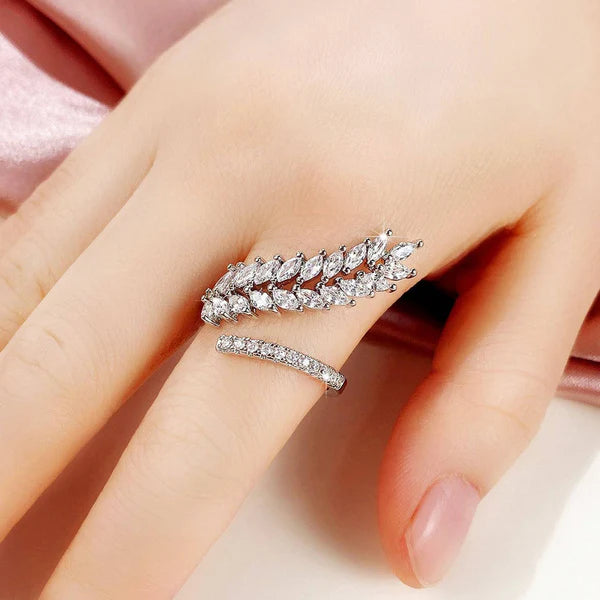 Cubic Zirconia Feather Ring
