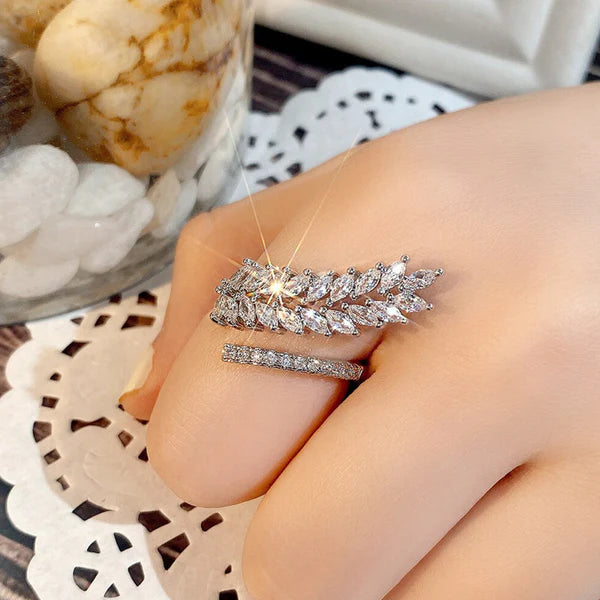 Cubic Zirconia Feather Ring