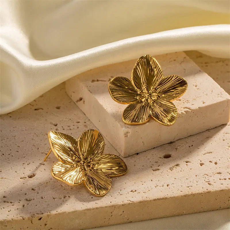 Gold Orchid Earrings