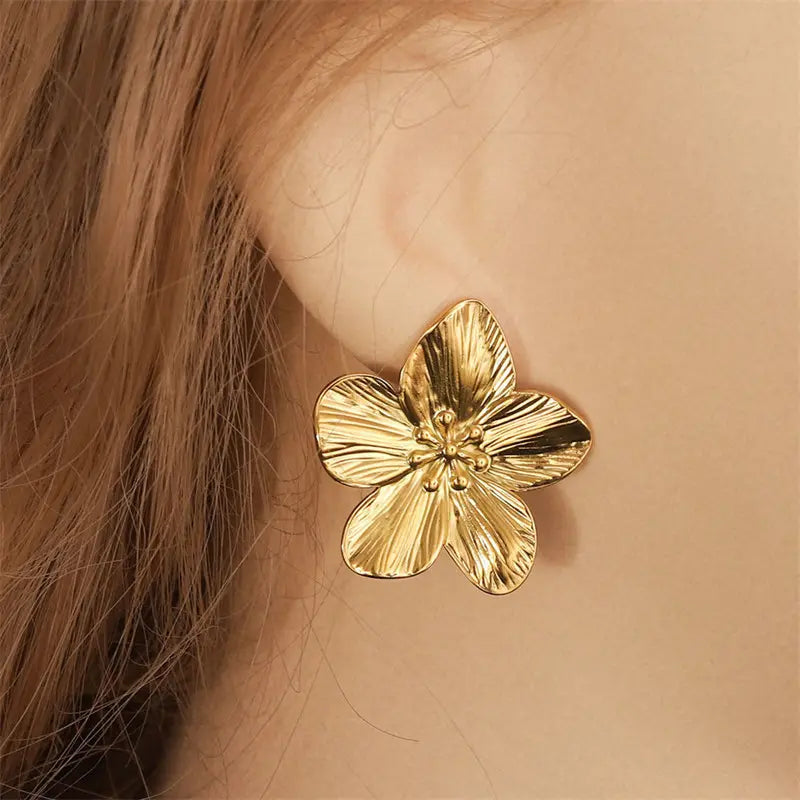Gold Orchid Earrings