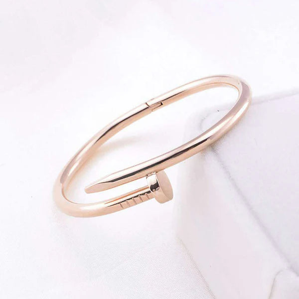 Sleek Rose Gold Nail Bracelet