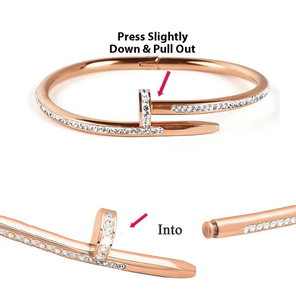 Crystal Rose Gold Nail Bracelet