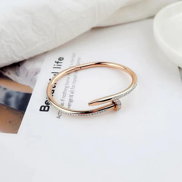 Crystal Rose Gold Nail Bracelet