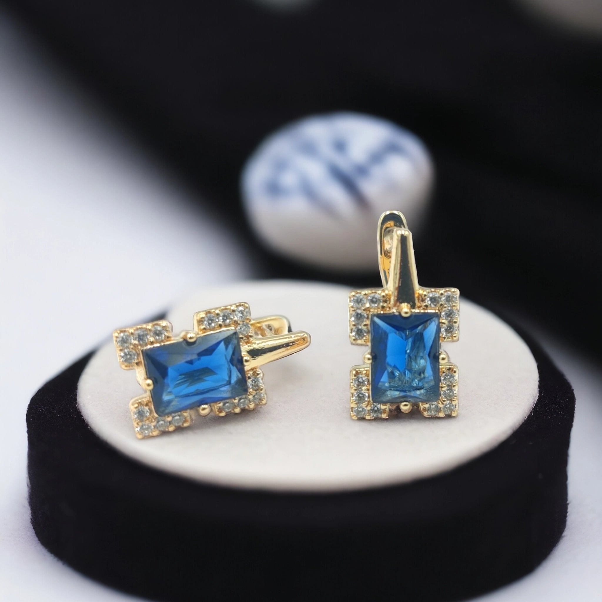 Blue Crystal Stud Earring