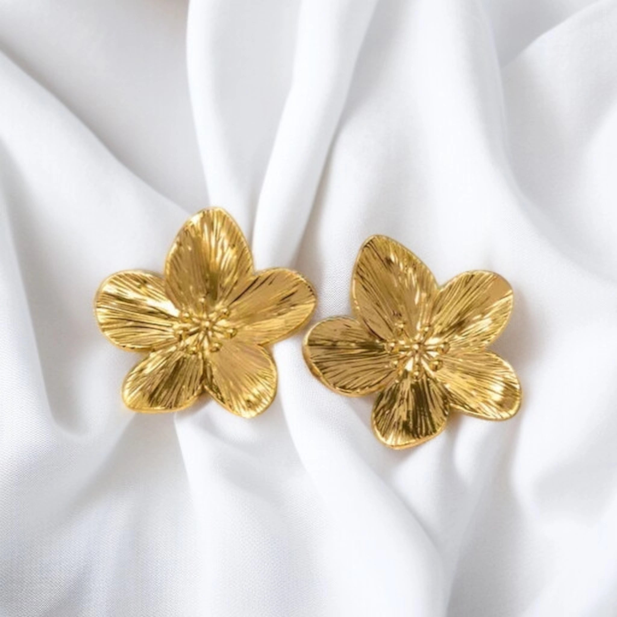Gold Orchid Earrings