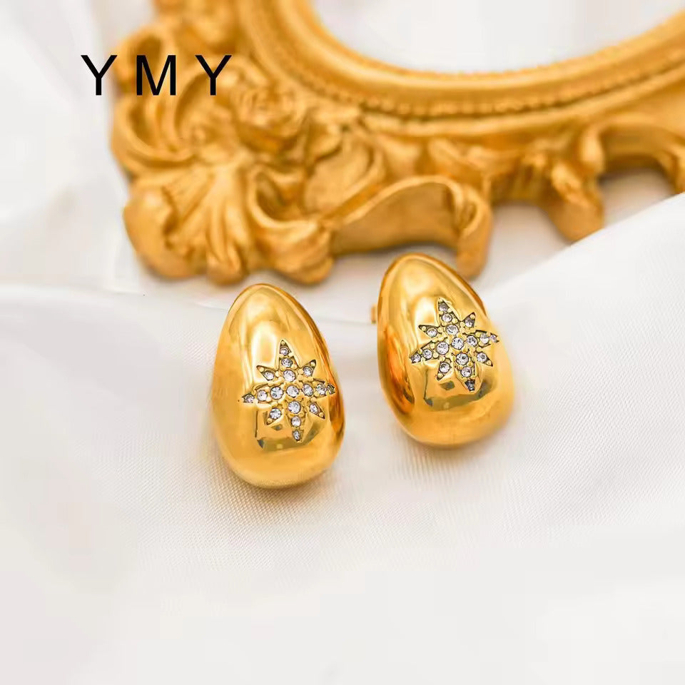 Domed Crystal Earrings