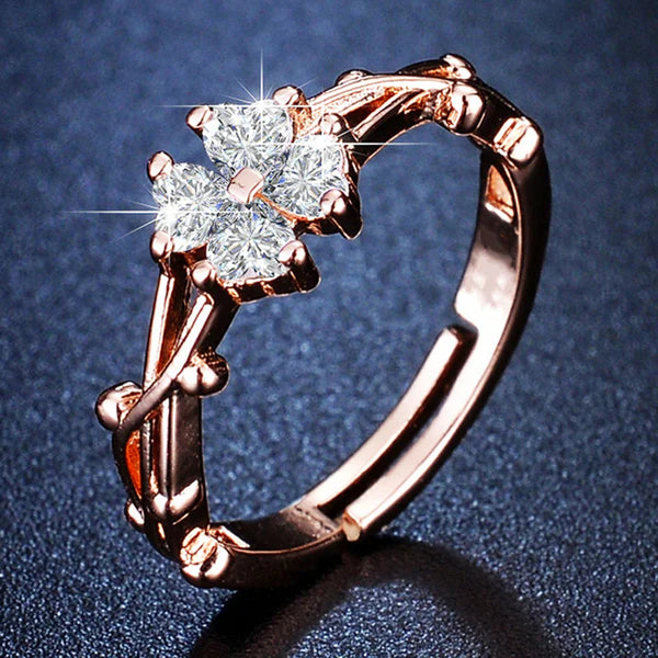 Rose Gold Clover Diamond Ring