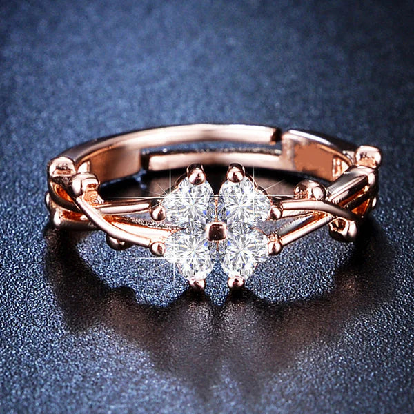 Rose Gold Clover Diamond Ring