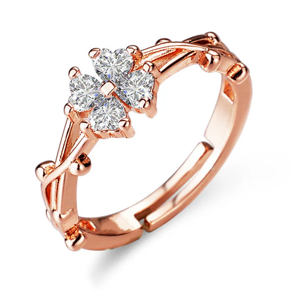 Rose Gold Clover Diamond Ring