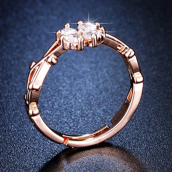 Rose Gold Clover Diamond Ring
