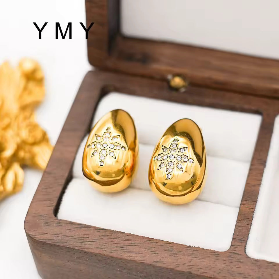 Domed Crystal Earrings