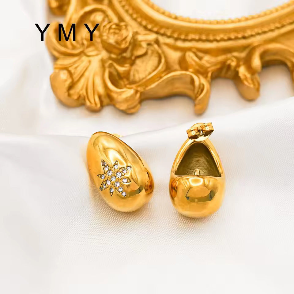 Domed Crystal Earrings