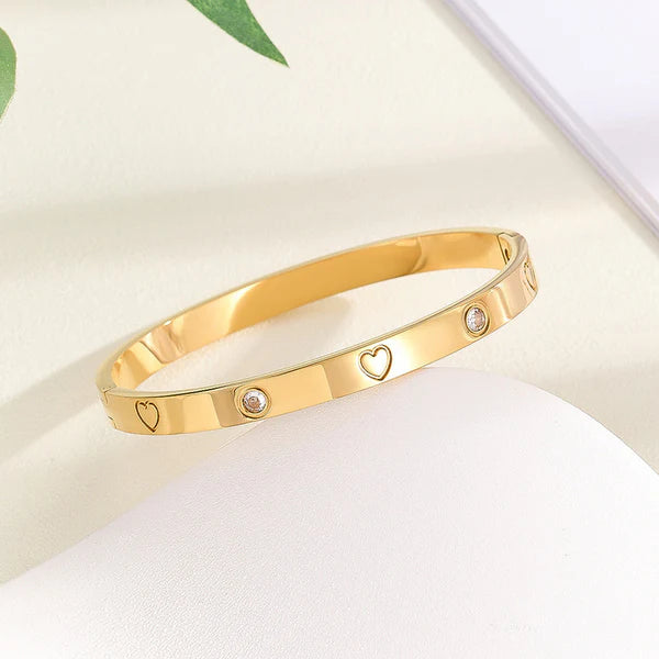 Crystal Heart Bangle Bracelet