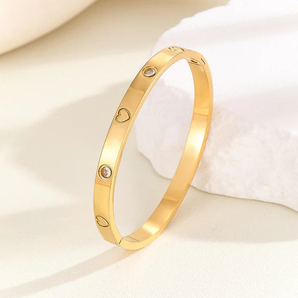 Crystal Heart Bangle Bracelet