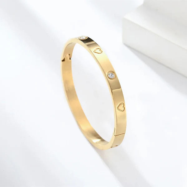 Crystal Heart Bangle Bracelet