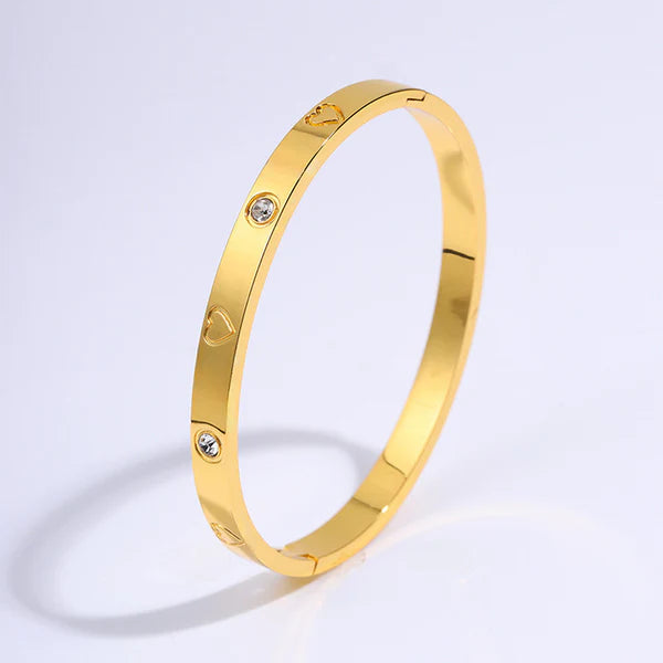 Crystal Heart Bangle Bracelet