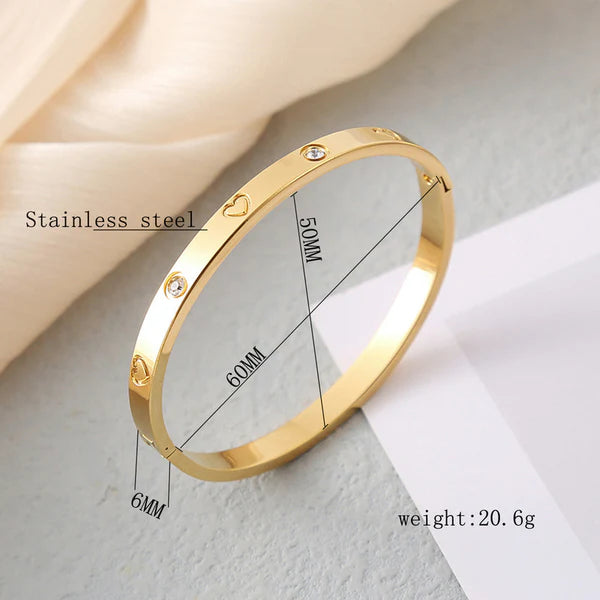 Crystal Heart Bangle Bracelet